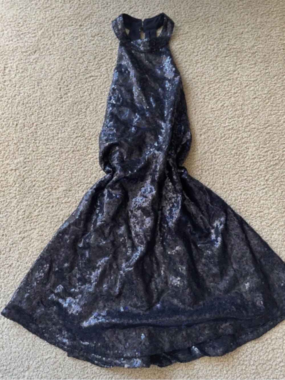 Tilly's Black Sequin Mermaid Prom Dress neck fit flare sleeveless y2k